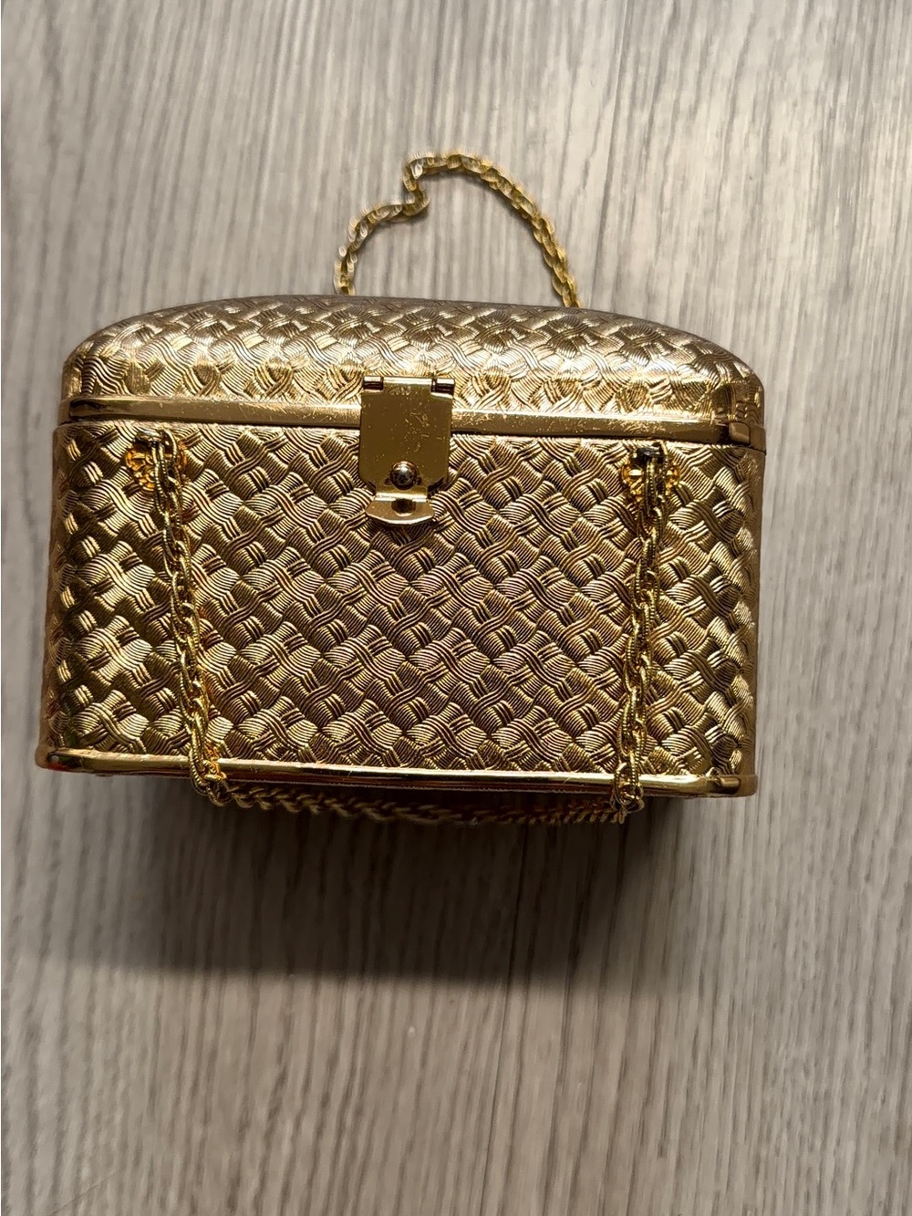 Gold Woven Vanity Shoulder Bag